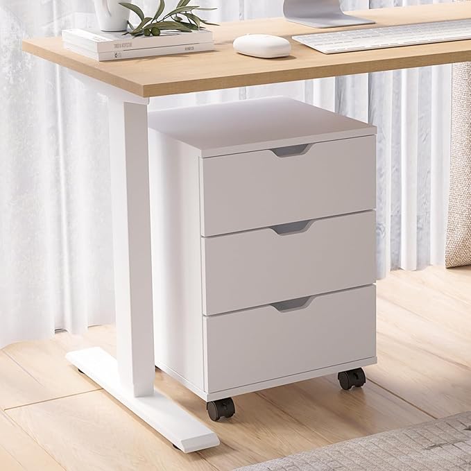 3 Drawer Mobile File Cabinet with Casters Under Desk Vertical Filing Cabinet for Home Office Organizer Letters/Legal/A4 (White)