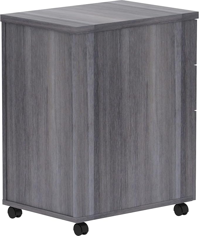 Lorell Weathered Charcoal Laminate Desking Pedestal - 3-Drawer