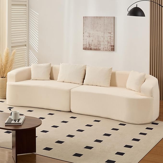 PUREMIND 112 Sectional Couches for Living Room Boneless Comfy Modern Sofa Cloud Sectional Modern Sleeper Couch with Chaise for Bedroom Apartment No Assembly Required (Beige)