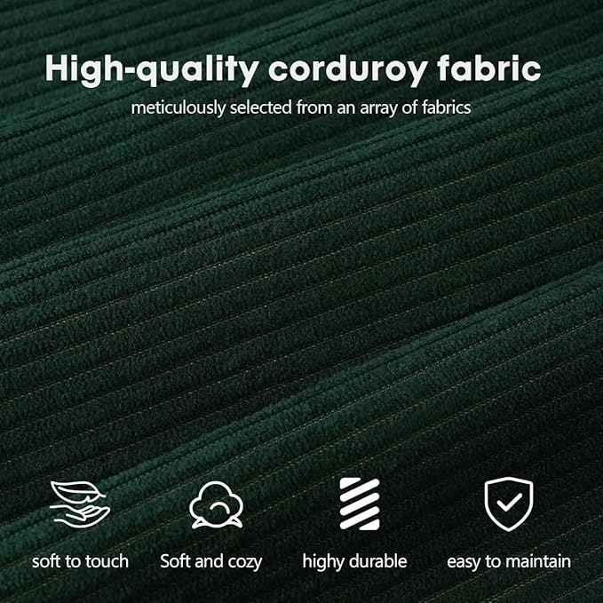 78.8 Modular Sofa Bed - 4-in-1 Convertible Design with Corduroy Fabric and High Density Sponge Removable Cover and Fixed Frame