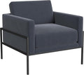 HomePop Modern Metal Frame Accent Chair|Homepop Home Décor|Accent Chairs for Living Room &amp Bedroom - Steel Blue Velvet