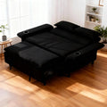 3 in 1 Convertible Sleeper Sofa Bed Loveseat Sleeper 65” Pull Out Couch Adjustable Armrest and Backrest with 2 Pillows for Living Room Bedroom (Black)