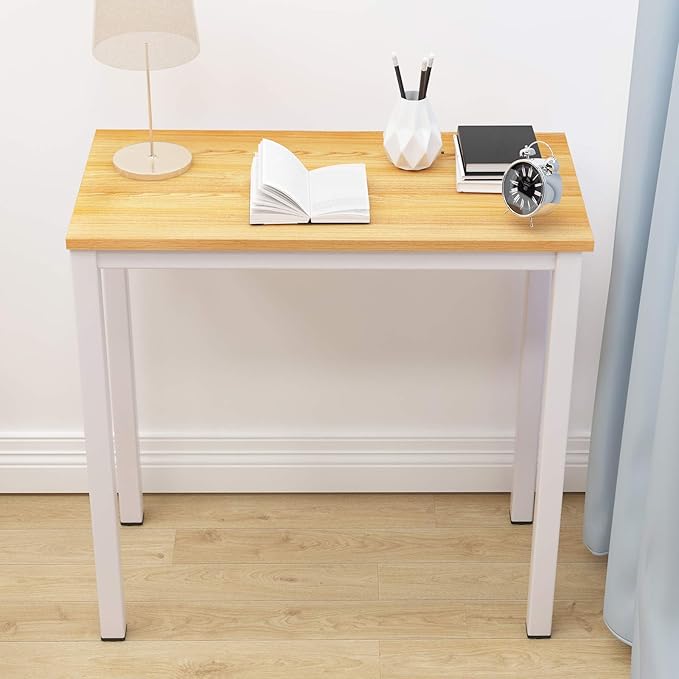 SogesGame Small Computer Desk 31.5 inches Small Office Desk Computer Table Study Writing Desk Workstation for Home OfficeTeak White