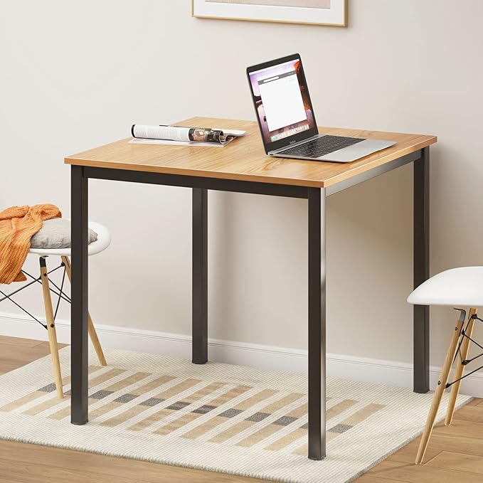 SDHYL 31.5 inches Modern Computer Desk Wooden Home Office Desk Small Writing Desk Study Table Sturdy Workstation Easy Assemble Teak (31.5L * 31.5W)