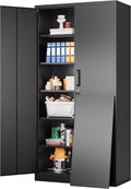 SISESOL Wide &amp Deep Metal Storage Cabinet with 2 Doors and 6 Shelves72x36x18 Garage Storage CabinetTall Black Locking Metal Cabinets with LockSteel Locked Cabinets for HomeOfficeGarageSchool