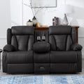 72.8 Manual Reclining Loveseat Sofa - Wall Hugger Double Loveseat Recliner with Console Fold-Down Table and Built-in Outlets Manual Recliner Chair for Living Room RVs Home Theater (Black)