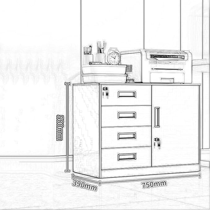 Office Filing Cabinet with Locking Tin File Cabinet Multi Drawer Storage Cabinet Floor Low Cabinet (Color : Coffee Color)