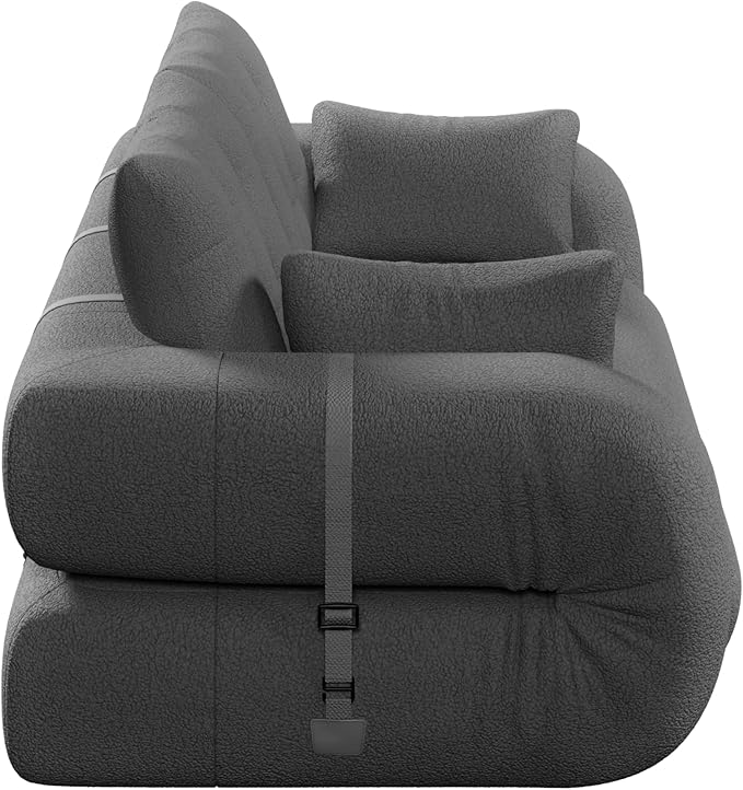 Polibi 78.7 Foldable Sleeper Sofa Bed - 3-in-1 Lazy Sofa Couch Human Dog Bed with Teddy Fabric &amp Foam Filling for Living Room Guest Bed Playroom No Assembly Required (Grey)