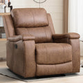 EBELLO Recliner Chair Single Overstuffed Sofa Recliner Breathable Faux Leather Manual Reclining Chairs with Hidden Cup Holder Arm and Back for Adults Living Room Bedroom Light Brown