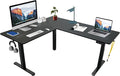 Techni Mobili 63” W L-Shaped Electric Standing Desk with 3 Memory Height Presets and 2 Accessory Hooks Height Adjustable Sit to Stand Corner Desk for Home Office with Spacious Work Surface Black