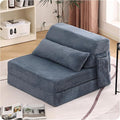 Tiita Convertible Folding Sofa Bed Single Size for Adults with Pillow Plush Fabric Floor Mattress Couch Bed Washable Cover &amp Side Pocket Guest Room Dorm Apartment Living Room Blue Gray