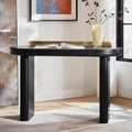HULALA HOME 47 Modern Executive Desk with Storage Writing Desk with Rounded Legs &amp Curved Apron Home Office Desk with Divider Drawers Black