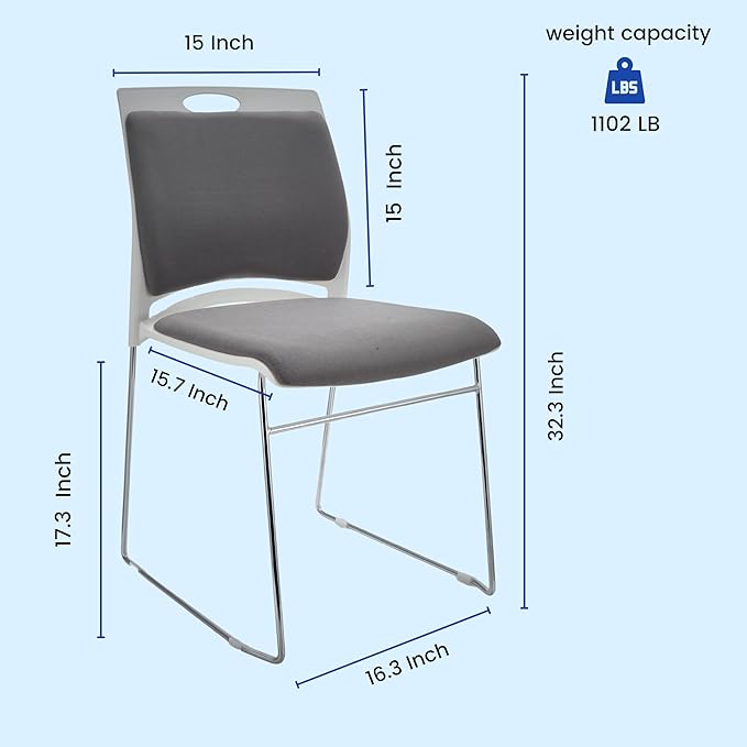 8 Pack Stackable Chairs - 1102LB Capacity Modern Reception Chairs for Home Office Kitchen Waiting &amp Multi-Purpose Rooms