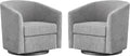 Chenille Swivel Accent Chairs Set of 2 No Assembly Upholstered Armchair 360°Rotating Barrel Chairs for Living Room Bedroom Apartment &amp Reading Nook (2 Light Grey)
