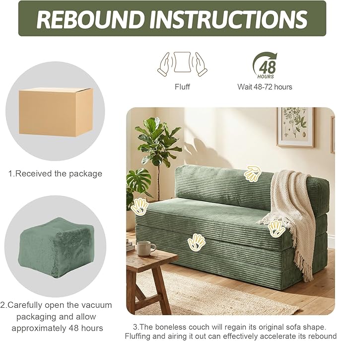5-in-1 Convertible Sofa Bed Full Size Boneless Loveseat Sleeper with Removable Cushions &amp Washable Cover Futon Sofa Bed with Handle Pull Out Couch for Small Spaces Grey