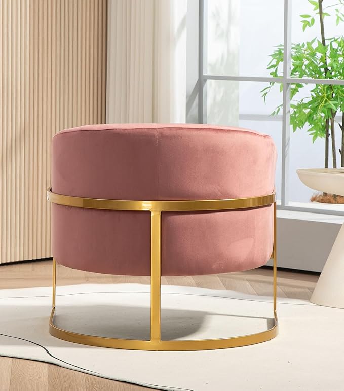Velvet Modern Accent Armchair - Luxury Gold Frame | Versatile Seating for Living Room Bedroom Office Rose