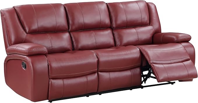 Coaster Home Furnishings - Camila - Fabric - Upholstered Motion Reclining Sofa with Wall-Hugger Design Padded Armrests and Plump Cushions - Living Room - 30-Inch - Red - 610241