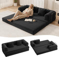 Ahomly 78.8'' Convertible Sofa Bed5-in-1 Boneless Couch with Removable ArmrestsFolding Futon Sofa Bed Includes 2 PillowsComfy Pull Out Couch for Living RoomNo Assembly RequiredBlack