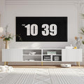Modern 86in TV Stand for Living Room Fluted Design Entertainment Center with Adjustable ShelvesMedia TV Console Table with Storage for BedroomWhite
