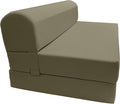 D&ampD Futon Furniture Sleeper Chair Folding Bed Studio Sofa Guest Folded Mattress High Density Foam (72 x 48 x 6 Tan)