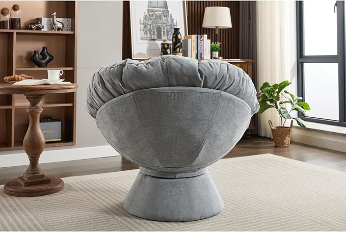 Oversized Swivel Accent Chair 360° Rotating Barrel Chair for Living Room Chenille Lounge Chair for Bedroom Relaxation
