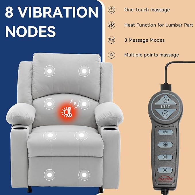 WENTMENT Recliner Chair for Living Room Massage Reading Sofa Adjustable Modern Reclining Chair for Living RoomWhite