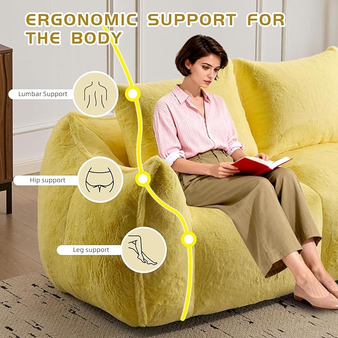 Alpen Loveseat for Small Spaces 75 Boneless Couches for Living Room Love Couch with Armrests Apartment Sofa with Tufted Cushion &amp Backrest No Assembly Yellow