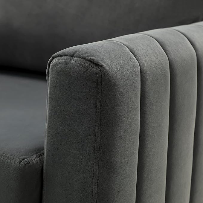 HULALA HOME Velvet Accent Club Chair Modern Velvet Armchair Upholstered Accent Sofa Chair with Gold Metal Legs Mid-Century Barrel Leisure Comfy Reading Armchair Grey