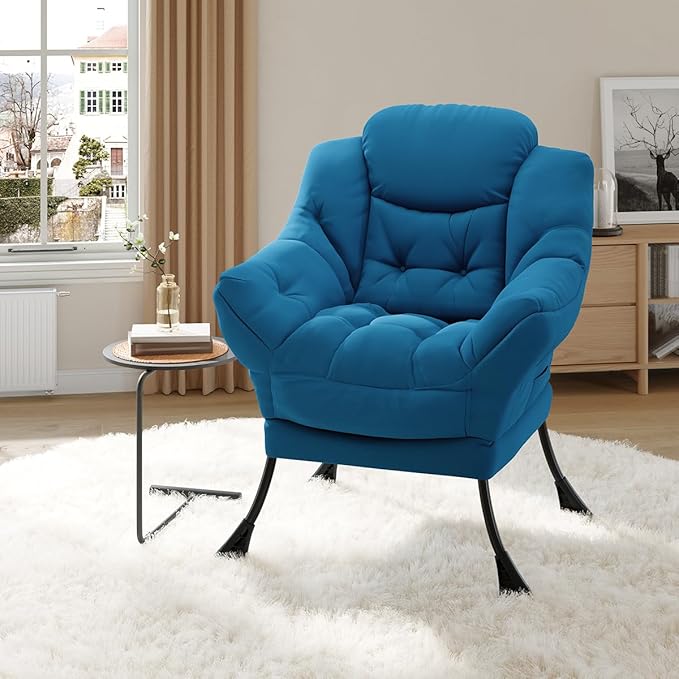 GarveeHome Lazy Chair for Living Room Modern Large Accent Lounge Armchair with Side Pocket Comfy Leisure Sofa Reading Chair for Bedroom Living Room Dorm Rooms and Office