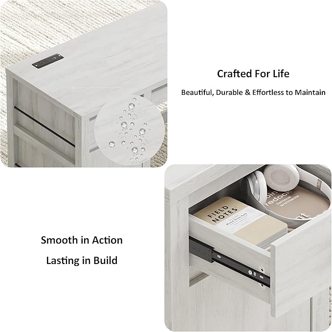 58 Executive Desk with Foldable Keyboard Tray and Charging Station Farmhouse Wood Home Office Desk with Drawers and Magazine Rack Large Writing Computer Desk for Home Office and Study White