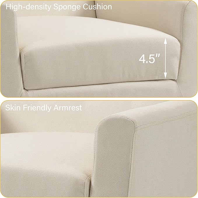 Accent Chair Mid-Century Modern Fabric Chairs with Arms for Living Room Comfy Upholstered Club Single Sofa Armchair for Bedroom Waiting Room with Solid Wood Frame