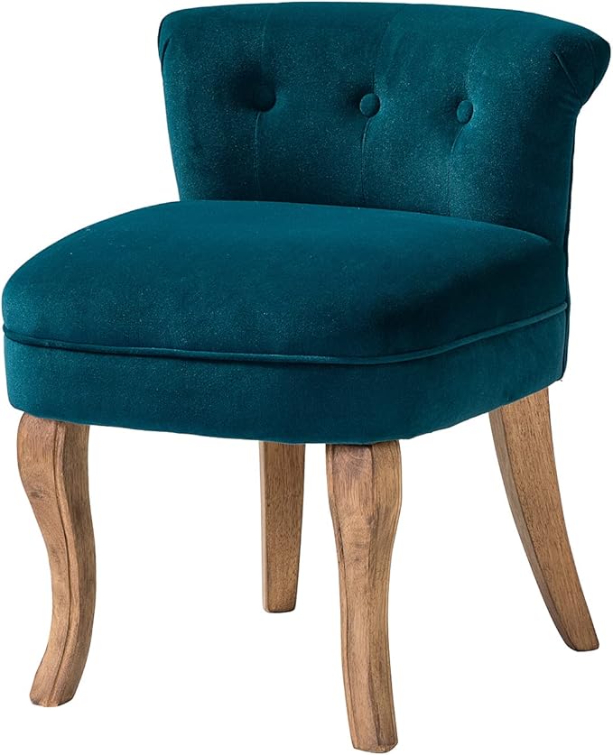 Modern Velvet Vanity Chair with with Solid Wood Legs Upholstered Vanity Stool with Low Back Small Makeup Chair Home Decor for Bedroom Living Room Dressing Table Women Girls