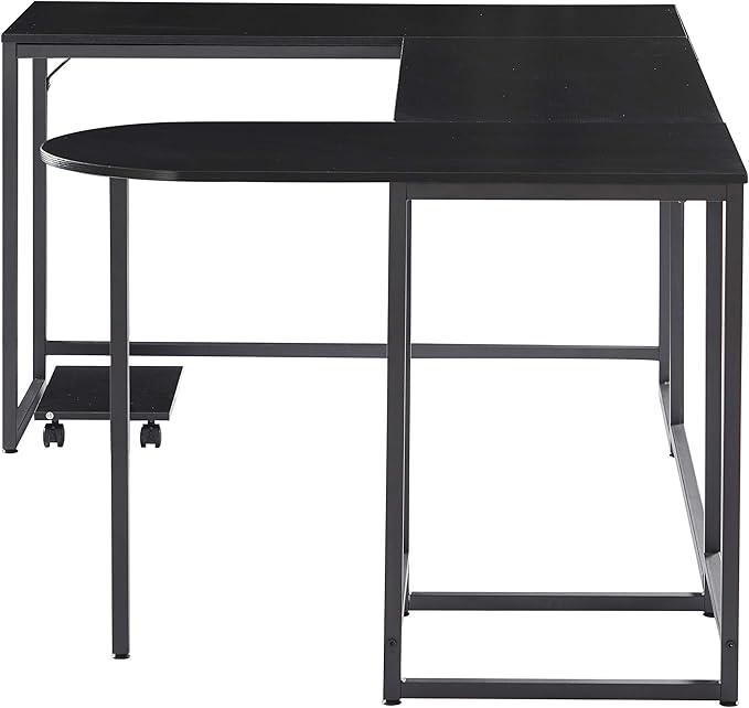 U-Shaped Computer Desk Industrial Corner Writing Desk with CPU Stand Gaming Table Workstation Desk for Home Office for Adults Black