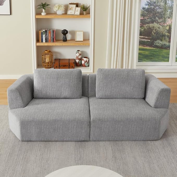 Sofa in a Box Oversized 3 Seater Memory Foam Boneless Couch w/Curved ArmsPlush Chenille Upholstered Cloud Modular LoveseatNo Assembly Needed Compression Sofa