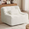 40 Swivel Cloud Chair 360° Swivel Accent Chair with Armless &amp Movable Pillow Cozy Single Sofa Oversized Reading Chair for Bedroom Living Room Compression Corduroy Plush Easy Assembly (White