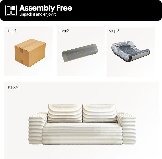 Modern Loveseat SofaModular Couch with Deep Seat Memory FoamComfy Small Cloud Couch for Small SpacesNo Assembly Required Sofa for Living RoomEfficient HomeBedroomOffice Apartment（63inchWhite）