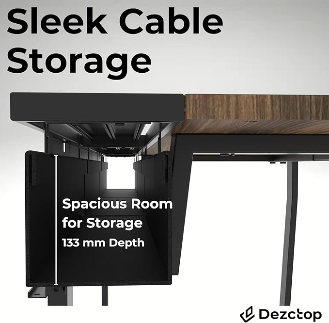 Dezctop Bifrost 120 47W x 28D Gaming PC Computer Desk with Shelves Large Workstation for Gamers or Home Office with Pegboard Built-in Cable Management Stainless Steel Frame (Walnut)