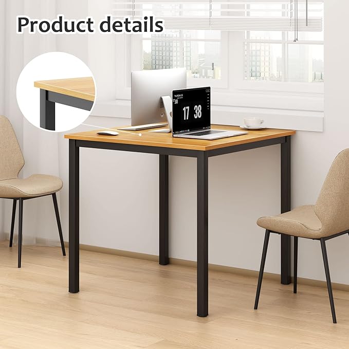 Need Small Computer Desk 31.5 inches Square Sturdy Writing Desk Small Teens Study Table Laptop Desk Teak &amp Black