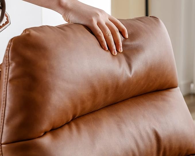Modern Swivel Accent Chairs with Ottoman Set of 2 PU Leather Oversized Armless Reading Chairs with Footrest 33'' Wide Upholstered Lounge Chairs with Footstool for Living Room Bedroom Comfy Brown