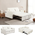 Sleeper Sofa Velvet Pull Out Sofa Bed Convertible Sofa Adjustable Backrest Loveseat Sofa Couch with USB Charging &amp Side Pocket for Living Room OfficeSmall Space-Beige