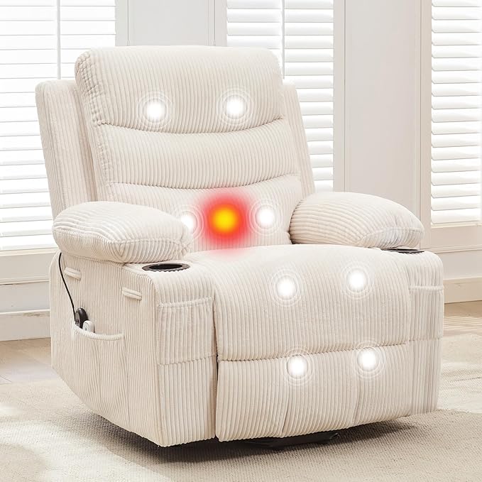 Garvee Power Lift Recliner Chair Oversized Electric Recliners for Elderly With Heat and Massage Home Theater Seat With 2 Cup Holders Side Electric Glider Reclining Single Sofa Chair for Living Room