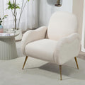 Accent Chair with Metal Gold LegsSnowflake Fabric ArmchairSingle Sofa Chair for Living Room Bedroom Dining Room Accent Club Guest Chair Holds 300lbs(Beige)