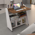 Pmnianhua Home Office Desk with WheelsMultipurpose Mobile WorkstationRolling Computer Writing Desk with 4 Lockable Wheels and Storage(Rustic Brown)