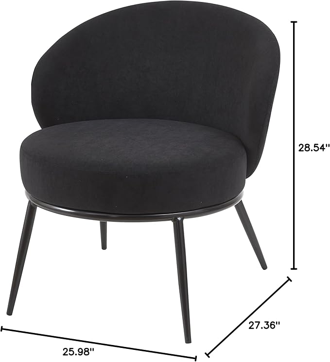 Modern Velvet Accent Chair with Channel Back Design Black Metal Legs and Soft Upholstery Comfortable Seating for Living Room Bedroom or Office