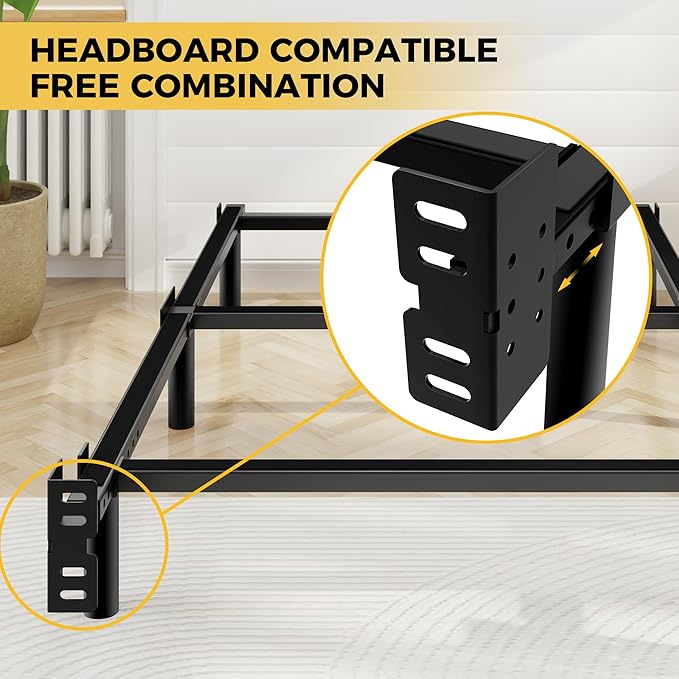 Twin Bed Frame 7 Inch Basics Metal Bed Frame Heavy Duty 9-Leg Base for Box Spring and Mattress Noise-Free Easy Assembly Black