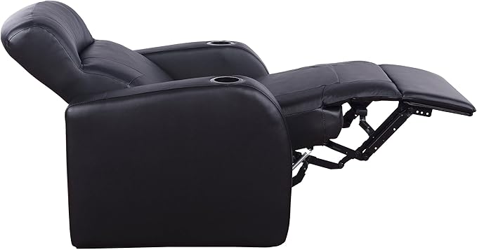 Coaster Home Furnishings - Cyrus - Upholstered Track Arm Recliner Chair with High Back Cushions Wall Hugger Mechanism and Pocket Coil Seat - Living Room - 33-Inch - Black - 600001