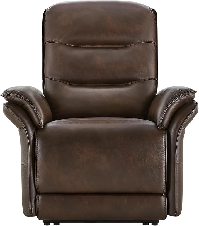 Power Recliner Chair with Adjustable Headrest and Footrest Dual Motor Leather Reclining Chair with USB/Type-C Charging Zero Gravity Modern Electric Recliner for Adults Living Room Bedroom
