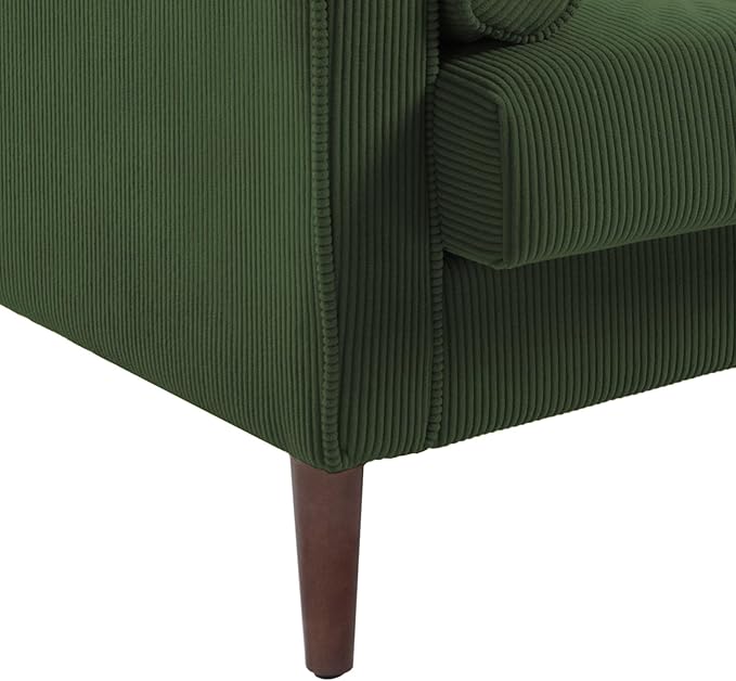 UIXE Accent Chair Corduroy Fabric Upholstered Armchair for Living Room Comfy Arm Chair Single Sofa Bedroom Reading Seat with Solid Wood Legs - Green