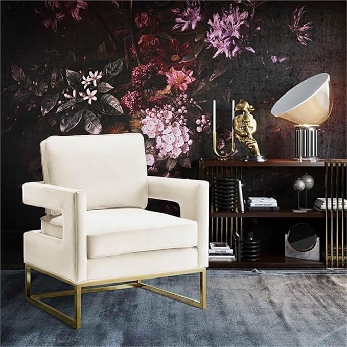 Tov Furniture Avery Upholstered and Metal Accent Armchair (Cream)