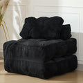 Folding Sofa Bed Convertible Sleeper Chair with Pillow Foldable Matress with Back Support Portable Fold Out Chair Bed Comfy Floor Sofa Lounge for Living Room Bedroom Black Single